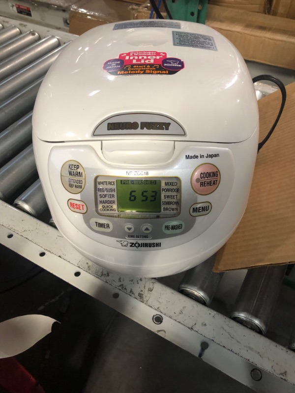 Photo 1 of **Damaged**Zojirushi NS-ZCC18 Neuro Fuzzy Rice Cooker & Warmer, 10 Cup, Premium White, Made in Japan 10-Cup