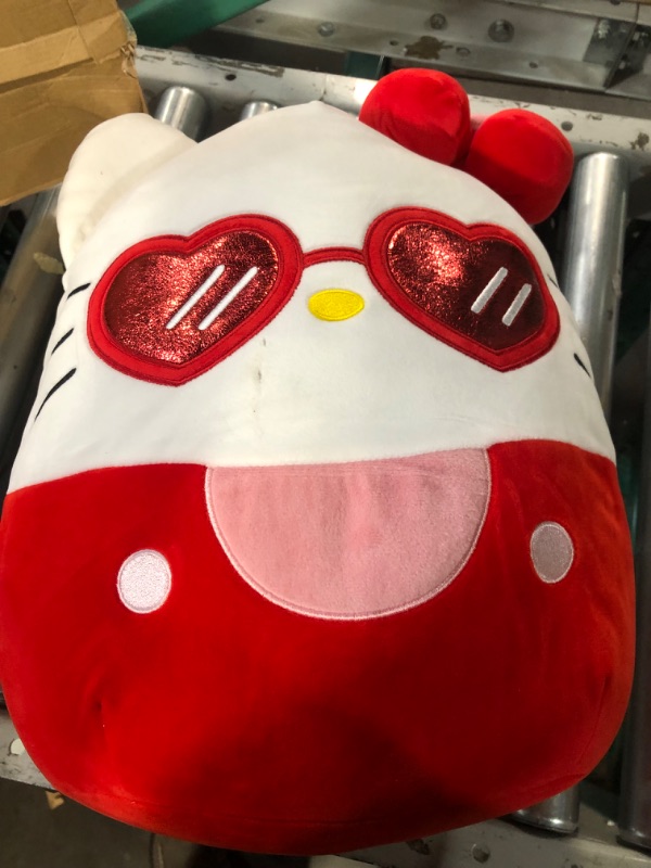 Photo 4 of **damaged**Squishmallows Hello Kitty with Red Glasses 14-Inch Plush - Sanrio Ultrasoft Stuffed Animal Large Plush Toy, Official Kellytoy Plush