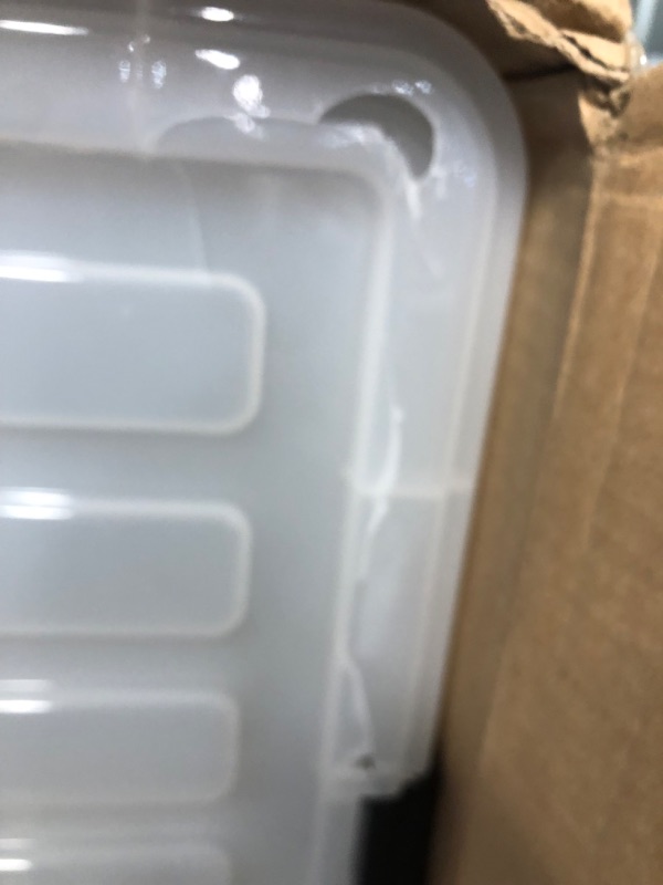 Photo 7 of **Damaged***IRIS USA 91 Qt. Plastic Storage Container Bin with Secure Lid and Latching Buckles, 4 pack - Clear, Durable Stackable Nestable Organizing Tote Tub Box Toy General Organization Garage Extra Large Clear 91 Qt. - 4 Pack