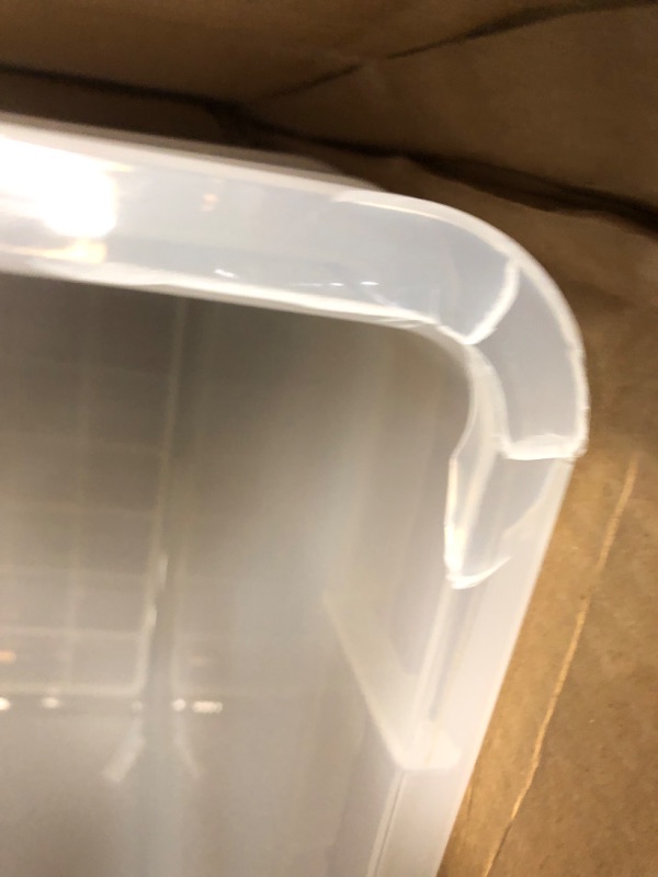 Photo 5 of **Damaged***IRIS USA 91 Qt. Plastic Storage Container Bin with Secure Lid and Latching Buckles, 4 pack - Clear, Durable Stackable Nestable Organizing Tote Tub Box Toy General Organization Garage Extra Large Clear 91 Qt. - 4 Pack