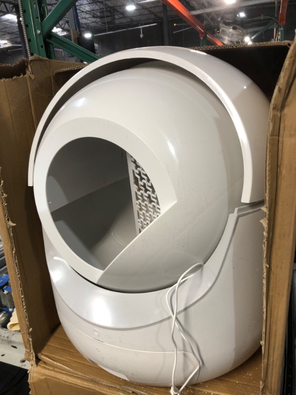 Photo 1 of Self-Cleaning Cat Litter Box, Large Automatic Box for Multiple Cats, Robot with Cover, APP Control, Smart Health Monitor (White)