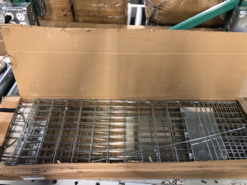 Photo 4 of SZHLUX 32" Live Animal Cage Trap, Heavy Duty Folding Raccoon Traps, Humane Cat Trap for Stray Cats, Raccoons, Squirrel, Skunk, Mole, Groundhog, Armadillo, Rabbit, Catch and Release(SZ-HXL8130-NEW).