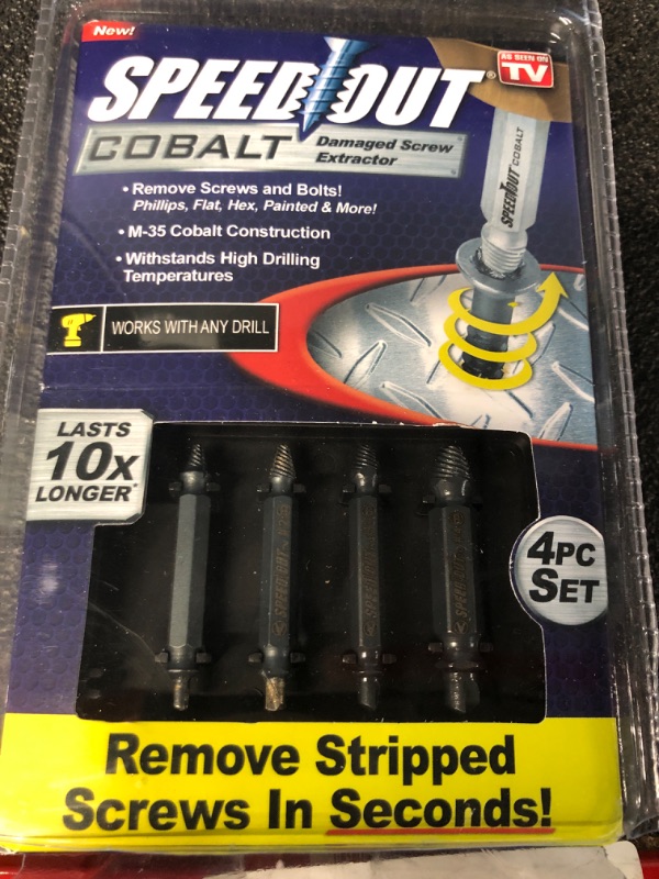 Photo 2 of (Used) Ontel SpeedOut Cobalt Damaged Screw Extractor Kit, 4 Piece Set