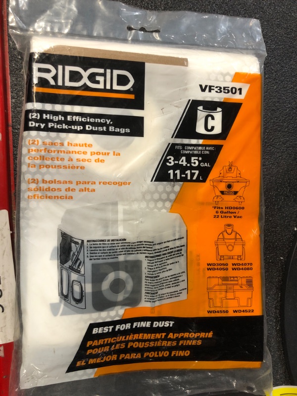 Photo 2 of (Used) Ridgid 23738 VF3501 Wet Dry Vac High-Efficiency Dust Bags