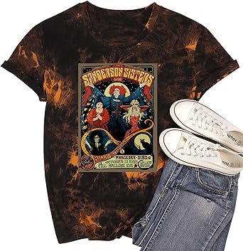 Photo 1 of **STOCK PHOTO IS A REFERENCE ONLY** Halloween T Shirt Women Sanderson Letter Print Graphic T-Shirt Hocus Pocus Tees Tops