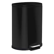 Photo 1 of **damaged**NINESTARS 13 Gal. Matte Black Step-On Trash Can D-Shaped