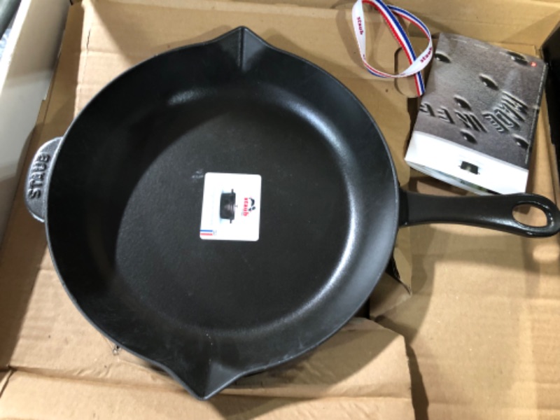 Photo 2 of **DAMAGED** READ NOTES AND SEE PICS BELOW** Staub Cast Iron 10-inch Fry Pan - Matte Black, Made in France