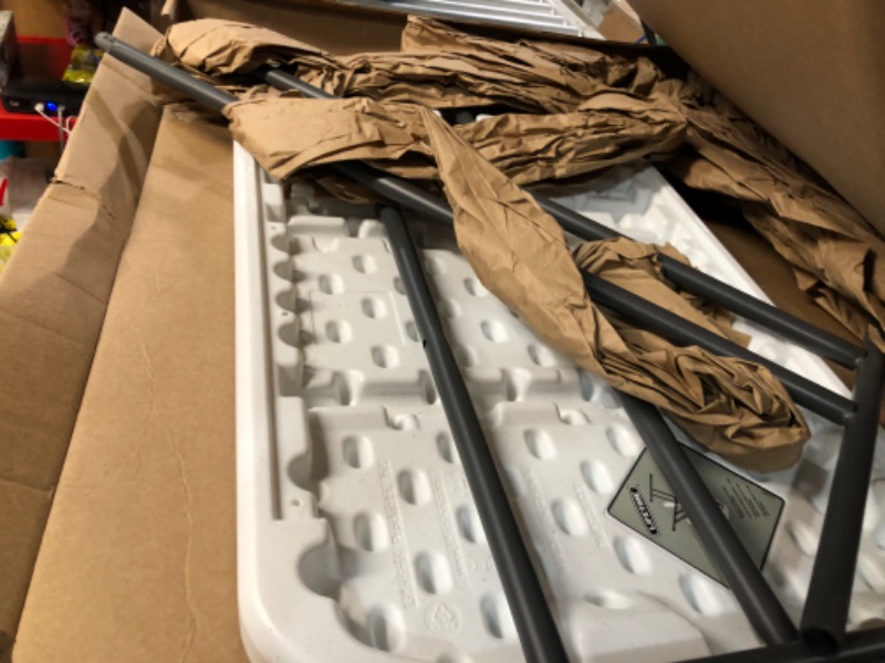 Photo 1 of **DAMAGED-SEE COMMENTS** Lifetime 80251 Adjustable Folding Laptop Table TV Tray, 26 Inch, White Granite White Granite 26 Inch Tray