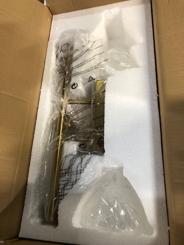 Photo 2 of **one broken globe removed***CCYCOL Gold Bathroom Light Fixtures - 3-Light Modern Bathroom Vanity Light Over Mirror with Clear Glass Shade, 22.4 Inch  Dressing Gold 3-LIGHT