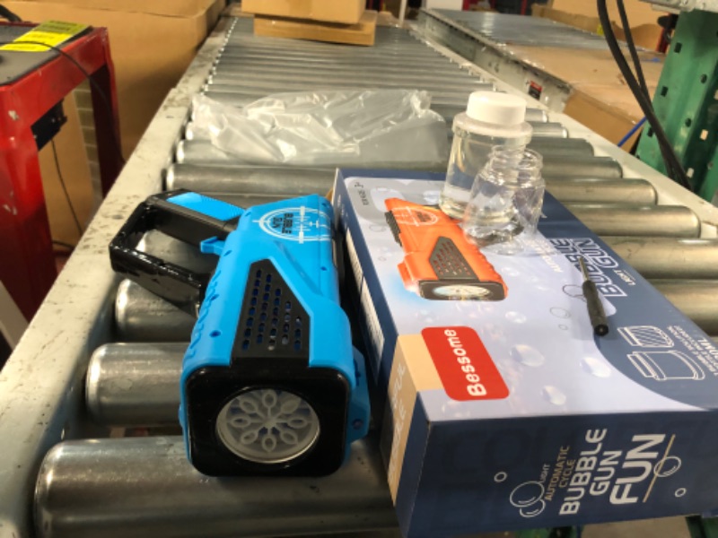 Photo 1 of Bubble Gun Machine With 8 Holes & Light for Summer|Automatic Bubble Blaster Blower Bubble Maker Blue Bubble Gun