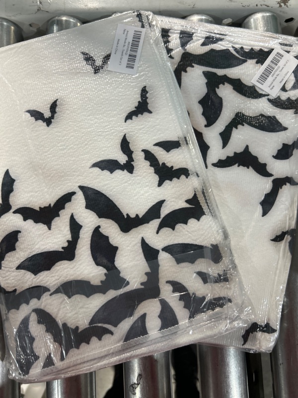 Photo 1 of 2PK-Artoid Mode Bats Stripes Haunted Home Halloween Kitchen Towels Dish Towels, 18x26 Inch Seasonal Decoration Hand Towels Set of 2