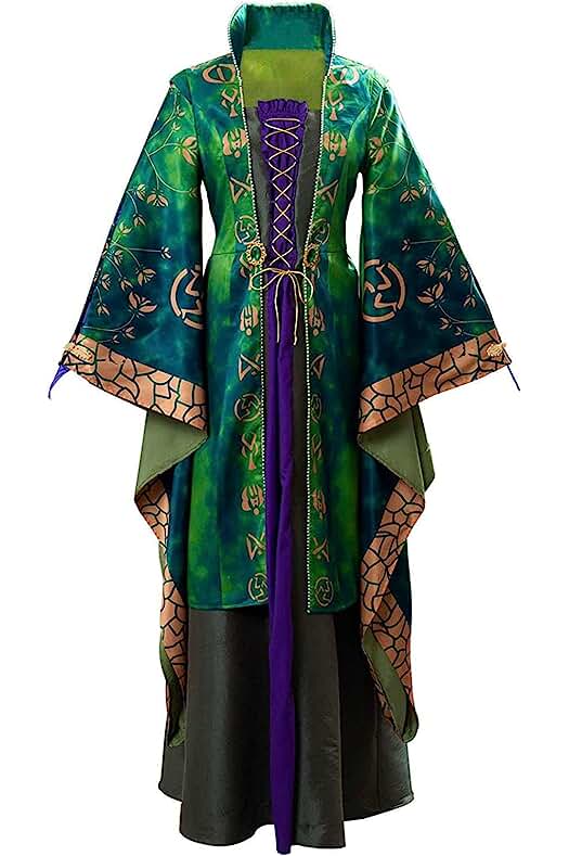 Photo 1 of LARGE-Topsun Womens Winifred Sanderson Dress Halloween Witch Cosplay Costume Plus Size Robe Dress Full Set Outfits