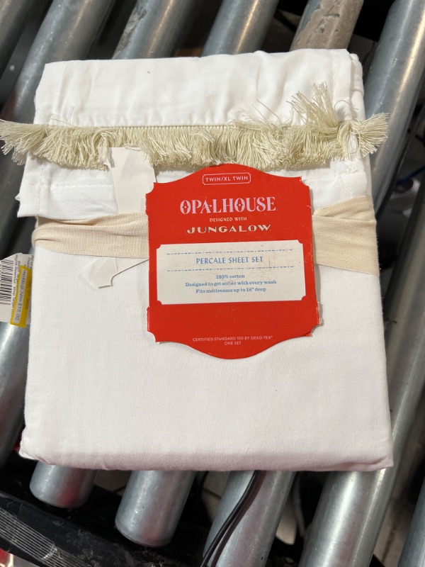 Photo 3 of  twin xl Fringe Cotton Percale Sheet Set - Opalhouse™ designed with Jungalow™