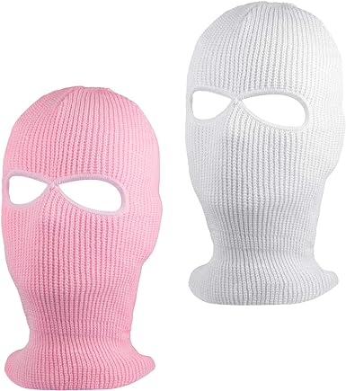 Photo 1 of Camlinbo 2 Hole Full Face Cover Ski Mask Double Thermal Knitted WHITE/PINK