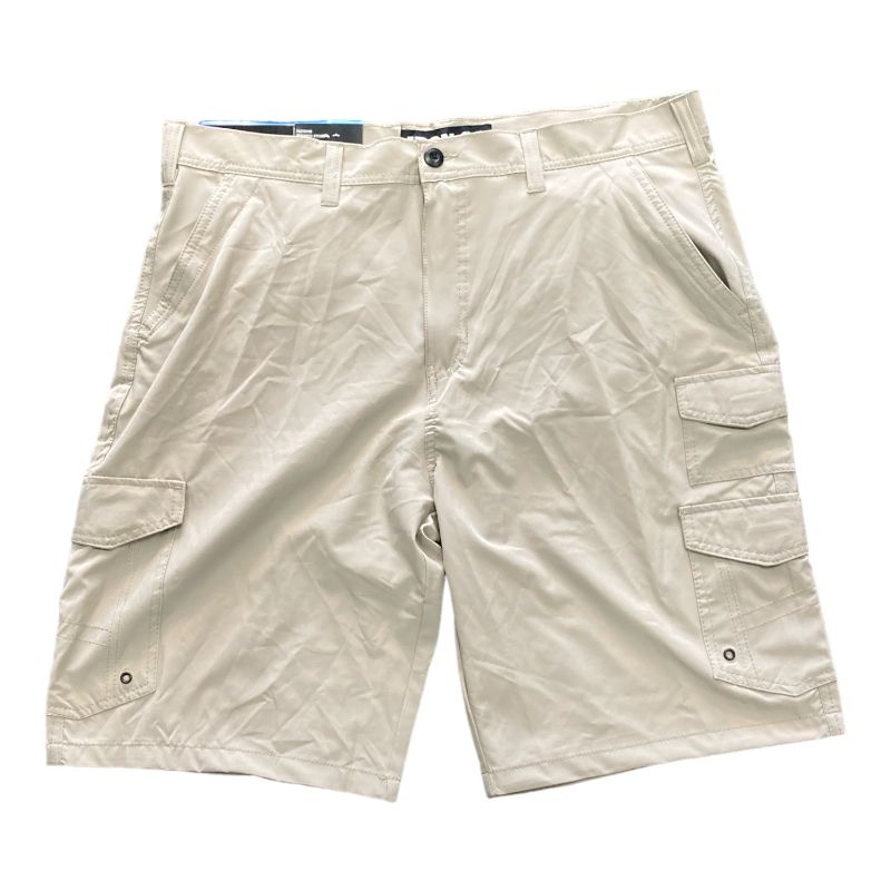 Photo 1 of Iron Co Men's Belted Stretch Performance Hybrid Cargo Shorts (Tan, 38)