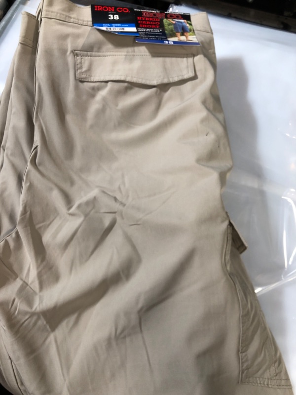 Photo 1 of Iron Co Men's Belted Stretch Performance Hybrid Cargo Shorts (Tan, 38)