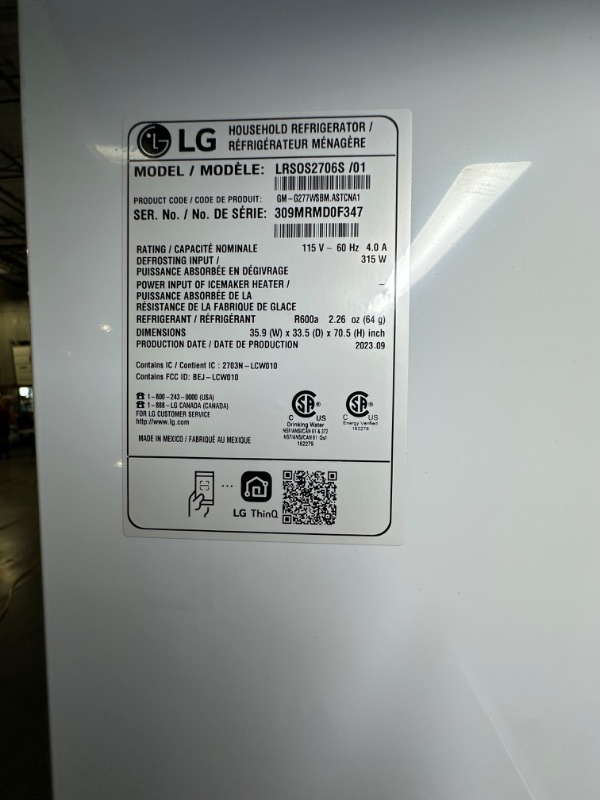 Photo 8 of LG InstaView Craft Ice 27.1-cu ft Smart Side-by-Side Refrigerator with Dual Ice Maker