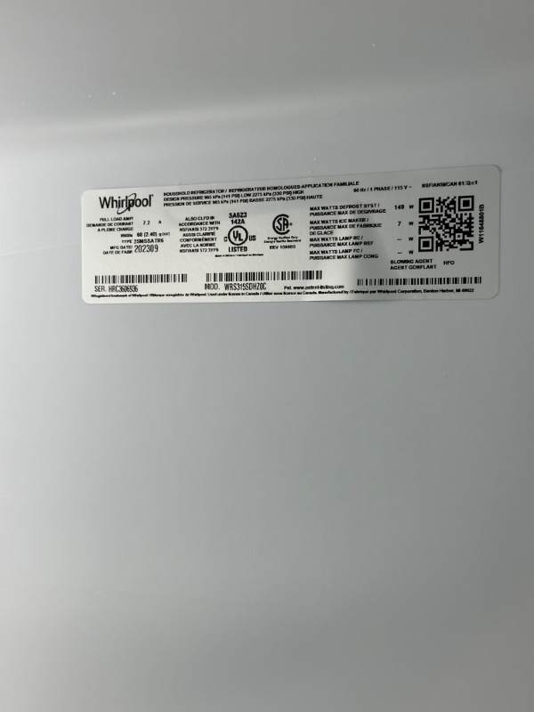 Photo 14 of Whirlpool 24.6-cu ft Side-by-Side Refrigerator with Ice Maker