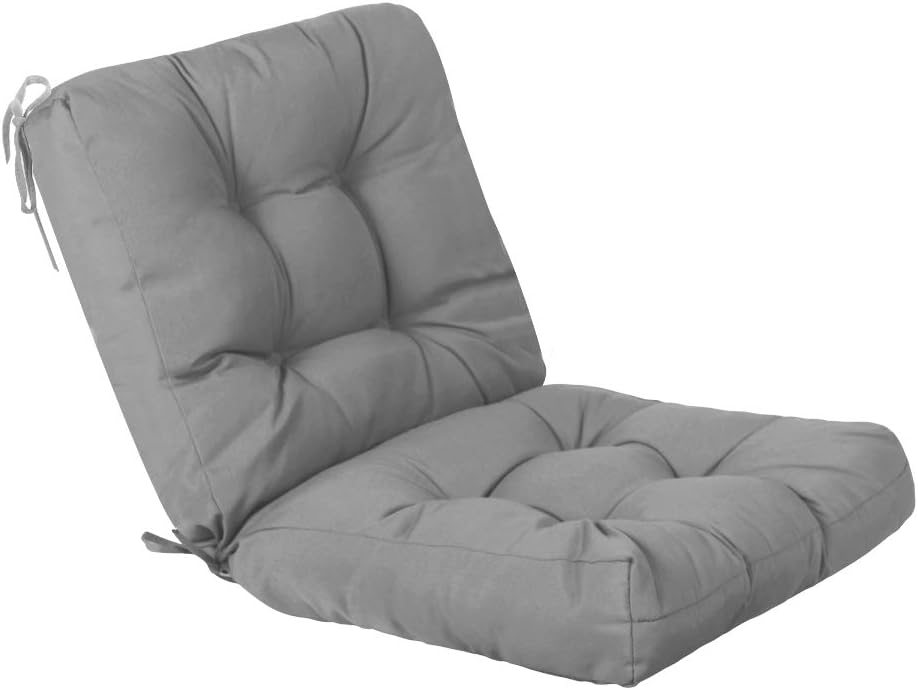 Photo 1 of  Outdoor Seat/Back Chair Cushion Tufted Pillow Pack of 1 (Grey)
