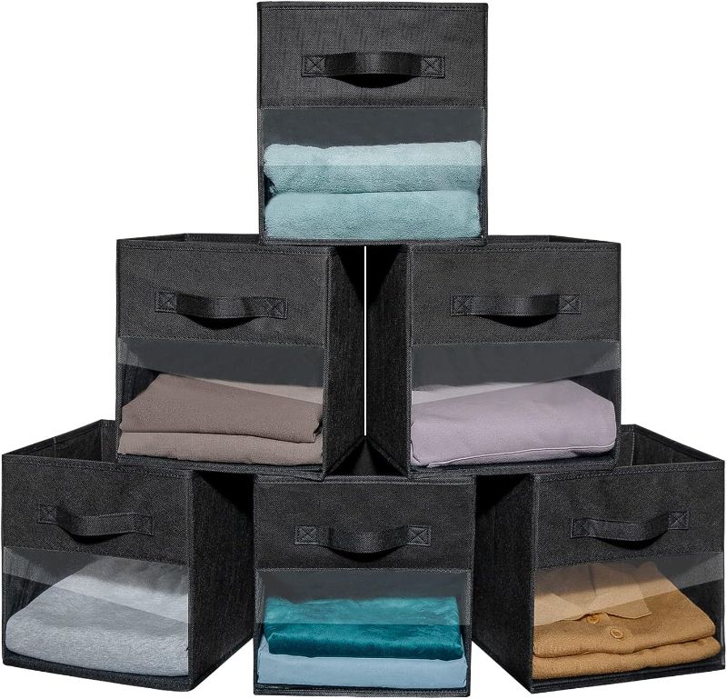 Photo 1 of 12 Pcs Foldable Fabric Storage Cubes, 11 Inch Cube Storage Bins, Cubby Storage Bins