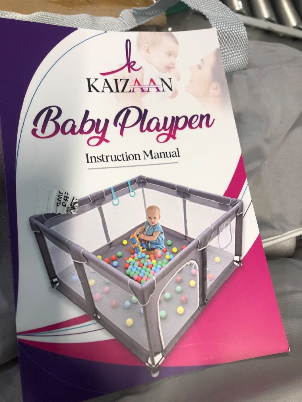 Photo 4 of *SEE NOTES* KAIZAAN Baby Playpen, Large Baby Play Yards Featuring Mesh Panels and Baby Gate Playpen(Gray,47”×47”)