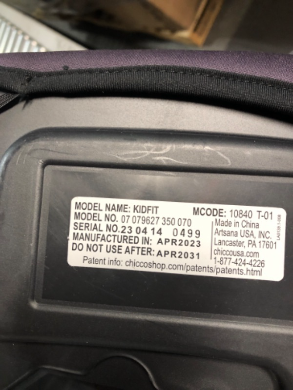 Photo 4 of (USED) Chicco KidFit ClearTex Plus 2-in-1 Belt-Positioning Booster Car Seat,Lilac/Purple KidFit Plus with ClearTex® No Chemicals