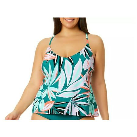 Photo 1 of Anne Cole Limited Edition Womens Swim Triangle Tankini Top (Zesty Trop XXL)