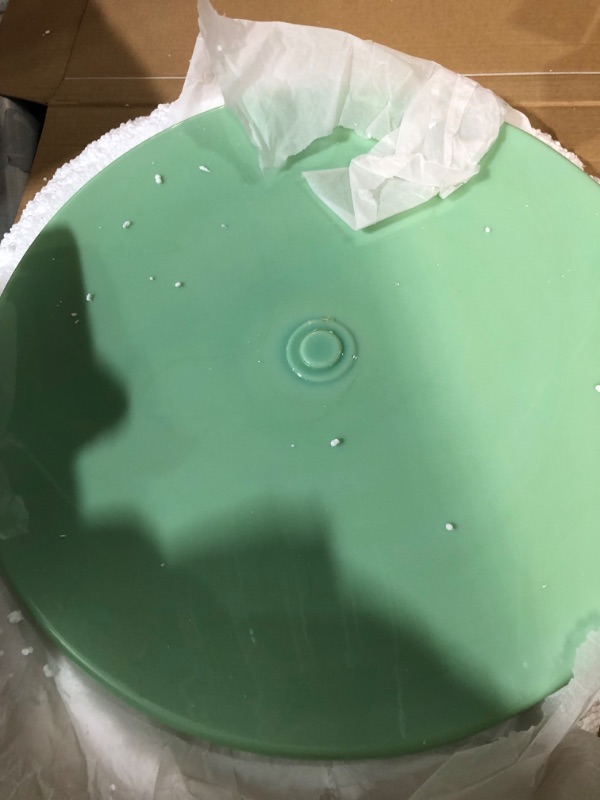 Photo 3 of *BROKEN* Jadeite Glass 12.9 inch Milk Cake Stand from 1500 C Tabletop Footed Round Plate Wedding Bridal Shower Dessert Table, Green Jade, FHL817