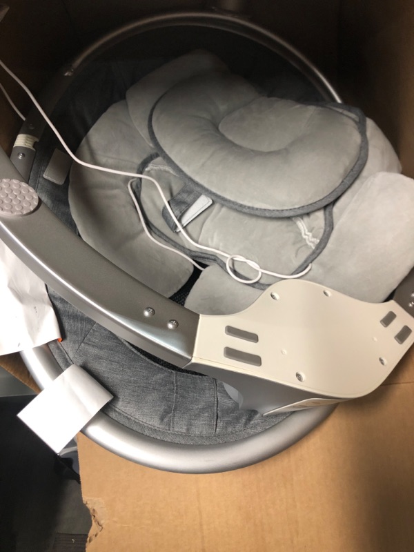 Photo 2 of BabyBond Baby Swings for Infants, Bluetooth Infant Swing with Preset Lullabies, 5 Point Harness Belt, 5 Speeds and Remote Control(Grey)