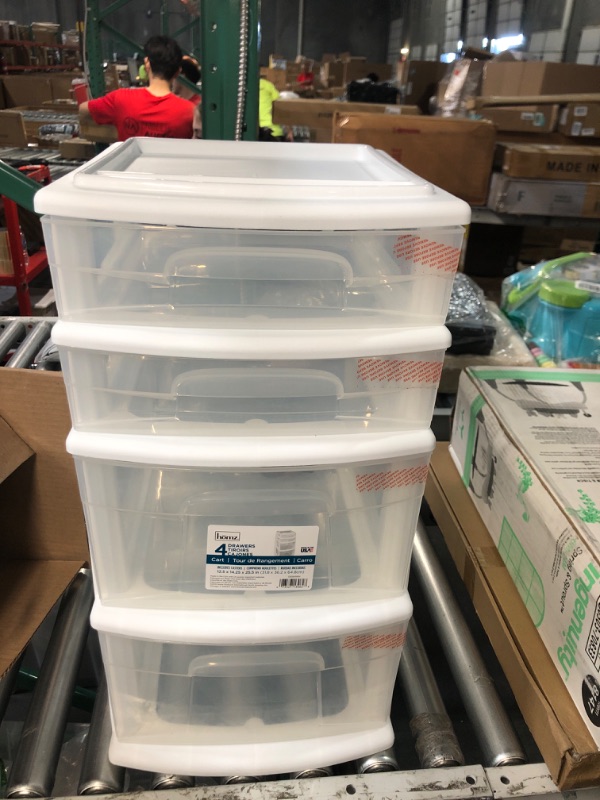 Photo 1 of ***MINOR DAMAGE TO BOTTOM***
HOMZ 4 Drawer Plastic Storage & Organizer Tower | 2 Large Drawers & 2 Small Drawers