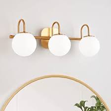 Photo 1 of **SEE NOTES**
ZHUOER Modern Bathroom Vanity Light Fixtures 3 Lights Brushed Brass Frame and Milk White Glass Globe