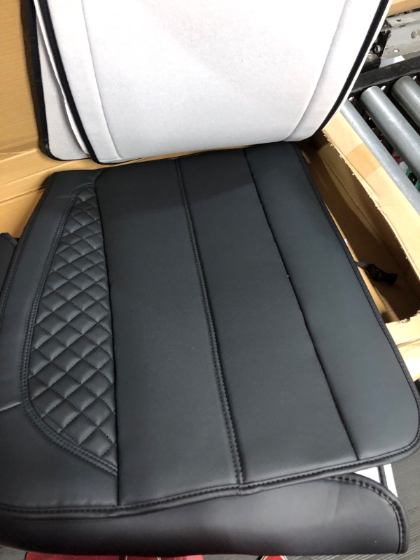 Photo 3 of CAR PASS® Waterproof Leather Back Seat Covers, Nappa Leather Rear Seat Bench Cushion Breathable Back Row Protector Universal Fit for Car Sedan SUV Pickup Truck, Back Rear (Black) Back Rear Seats Black