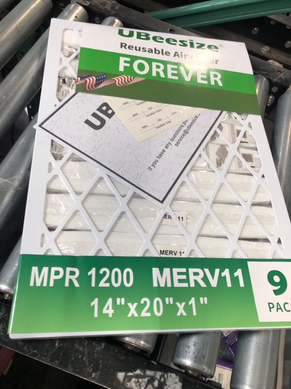 Photo 3 of UBeesize Reusable Air Filter 14x20x1 (9-Pack), MERV 11 MPR 1200 AC/HVAC Furnace Filters,Deep Pleated Air Cleaner