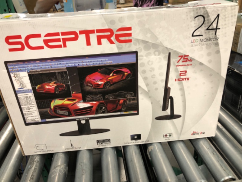 Photo 5 of Sceptre 24" Professional Thin 75Hz 1080p LED Monitor 2x HDMI VGA Build-in Speakers, Machine Black (E248W-19203R Series) 