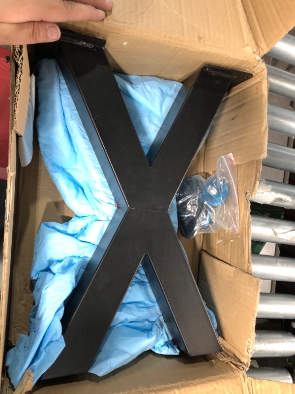 Photo 1 of ALLCOS 16 Inch Bench Legs X-Shape Metal Bench Legs Sturdy Coffee Table Legs, Set of 2, Black 16" X-Shape