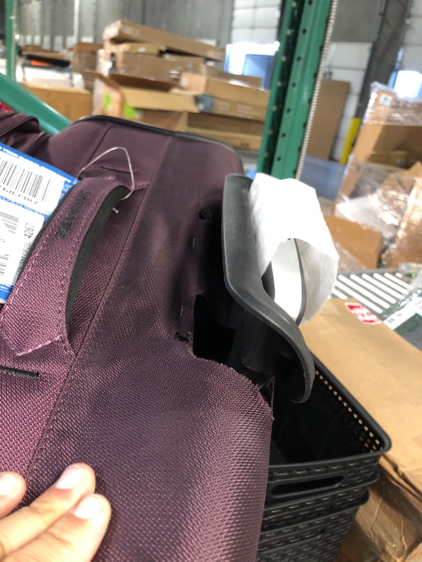 Photo 4 of ***MAJOR DAMAGE - HANDLE RIPPED - SEE PICTURES***
Samsonite Ascella X Softside Expandable Luggage with Spinners, Plum, Checked-Medium 25-Inch