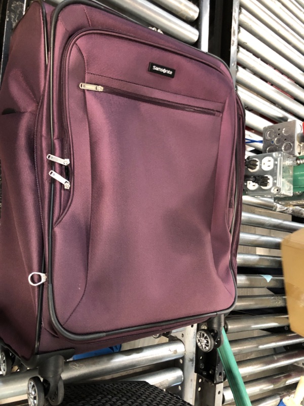 Photo 5 of ***MAJOR DAMAGE - HANDLE RIPPED - SEE PICTURES***
Samsonite Ascella X Softside Expandable Luggage with Spinners, Plum, Checked-Medium 25-Inch