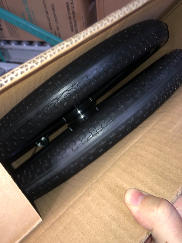 Photo 2 of Jinleader 2 Pcs 20" PU Flat Free Tire Non-inflated Tires and Wheels, 20x2 Inch Wheel with 3/4" Bearing(5/8 Bearings included), 2.44" Centered Hub for Wheelbarrow, Carts, Garden Trailers 20inch 3/4"&5/8"