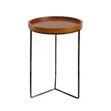 Photo 1 of 19 in. Wood Top Metal Decorative Indoor Plant Stand