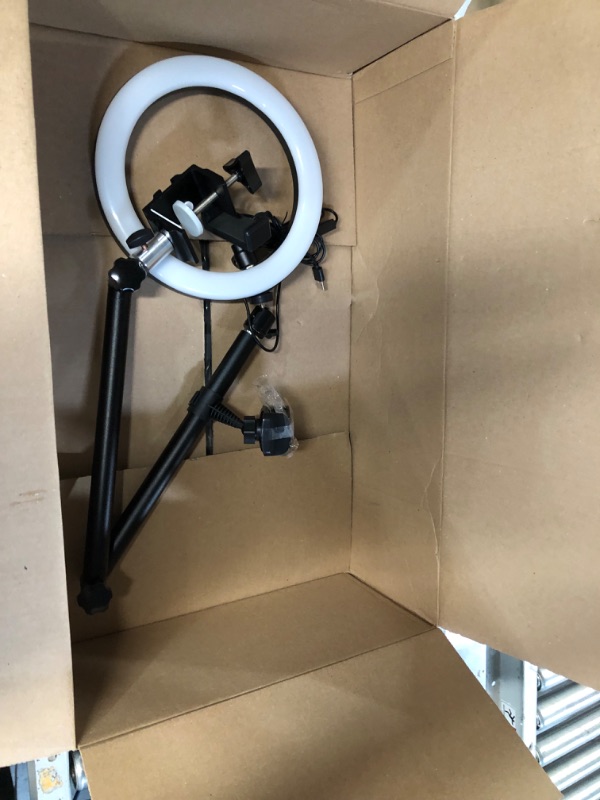 Photo 2 of *SEE NOTES* LUOLED Ring Light with Stand and Phone Holder, USB 10'' Ring Light for Desk, Overhead Camera Mount with Ring Light, Desktop Ring Light with Clamp for Photography/Makeup/Live Stream Video/YouTube