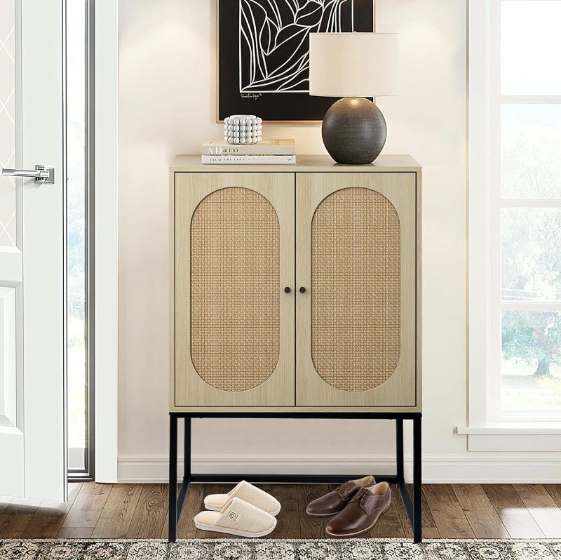 Photo 1 of *SEE NOTES* AWQM Rattan Sideboard Buffet Cabinet Storage Cabinet Cupboard Accent Storage High Cabinet with Doors,Entryway Table Console Table,for Living Room,Hallway,Dining Room,Bedroom,Oak Beige