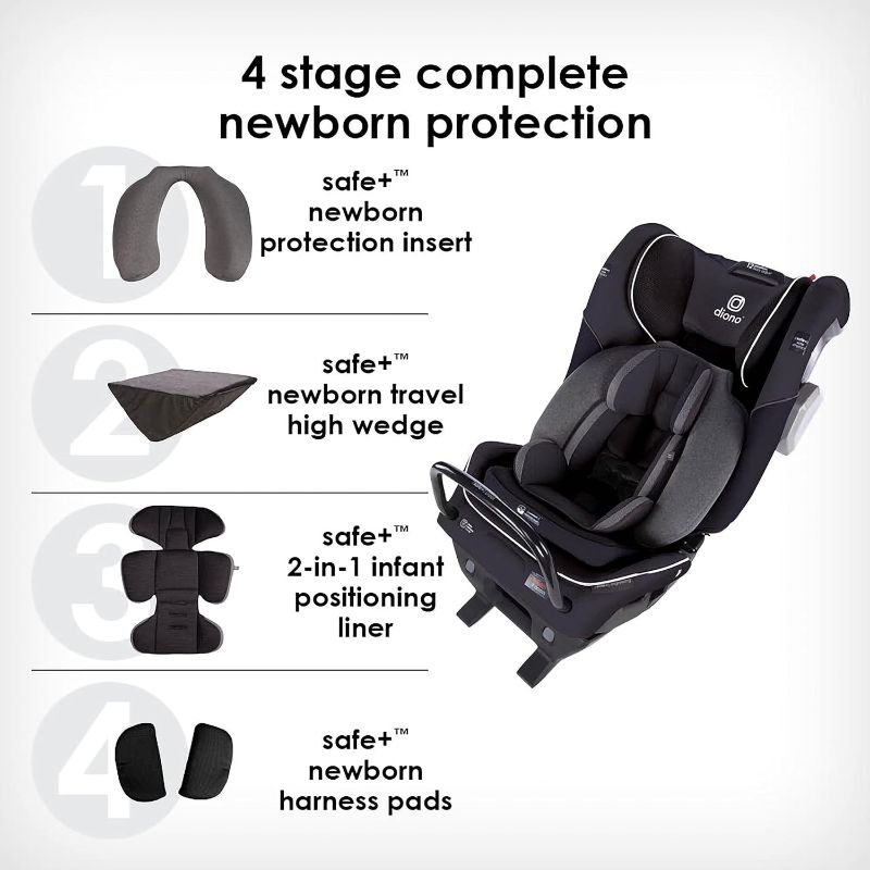 Photo 1 of *SEE NOTES* Diono Radian 3RXT SafePlus, 4-in-1 Convertible Car Seat, Rear and Forward Facing, SafePlus Engineering, 3 Stage -Infant Protection, 10 Years 1 Car Seat, Slim Fit 3 Across, Black Jet 3RXT SafePlus Black Jet