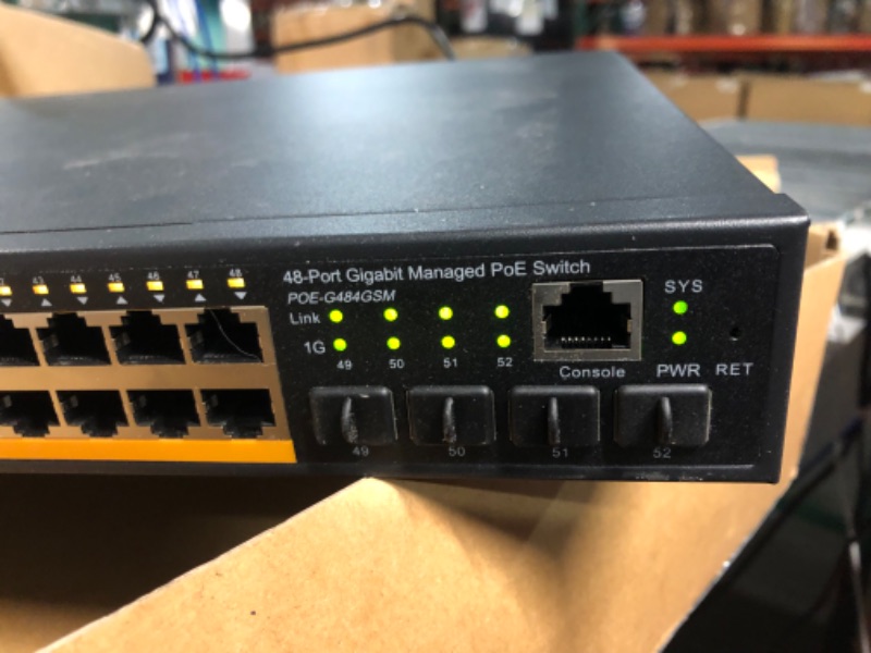 Photo 4 of MokerLink 48 Port PoE Gigabit Managed Switch, 4x1G SFP, IEEE802.3af/at/bt 600W, VLAN/Qos/PoE/Security Web/Cli L2 Managed Rackmount Switch 52G POE Managed