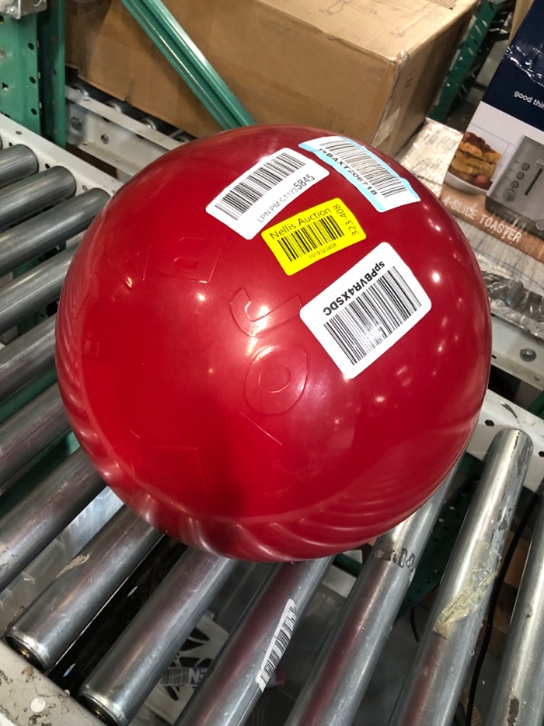 Photo 3 of * used * 
Jolly Pets Push-n-Play Ball Dog Toy, 14 Inches/Extra-Large, Red All Breed Sizes