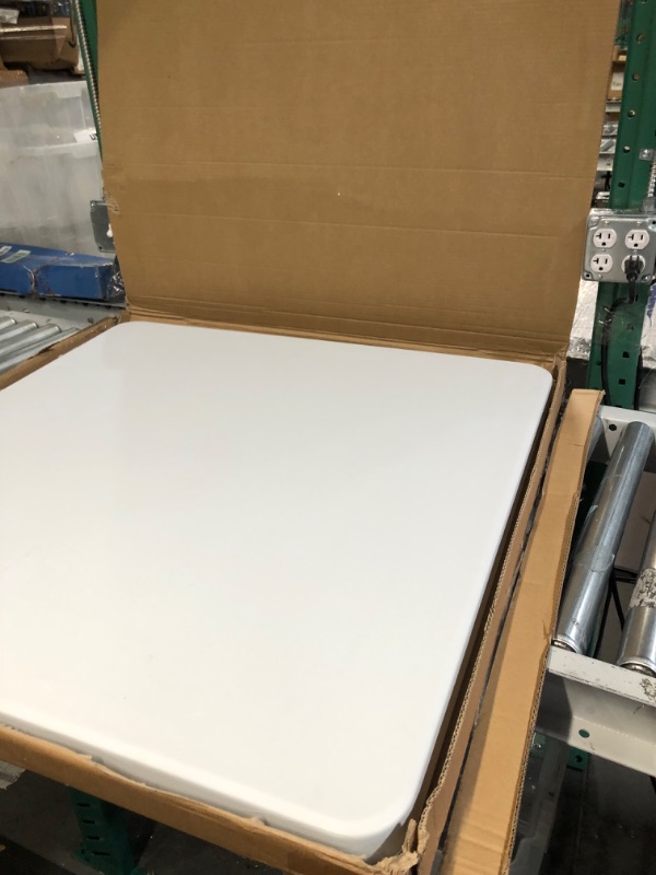 Photo 2 of 34 Inch Square Plastic Folding Table Granite White.