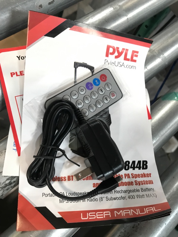 Photo 4 of Pyle 400W Portable Bluetooth PA Loudspeaker - 8” Subwoofer System, 4 Ohm/55-20kHz, USB/MP3/FM Radio/ ¼ Mic Inputs, Multi-Color LED Lights, Built-in Rechargeable Battery w/ Remote Control -PPHP844B