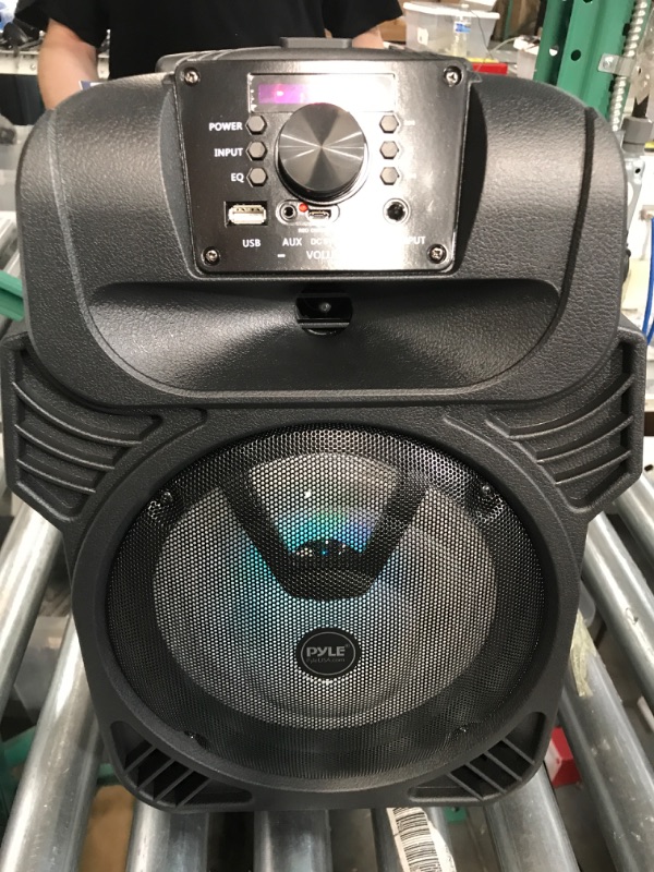 Photo 2 of Pyle 400W Portable Bluetooth PA Loudspeaker - 8” Subwoofer System, 4 Ohm/55-20kHz, USB/MP3/FM Radio/ ¼ Mic Inputs, Multi-Color LED Lights, Built-in Rechargeable Battery w/ Remote Control -PPHP844B