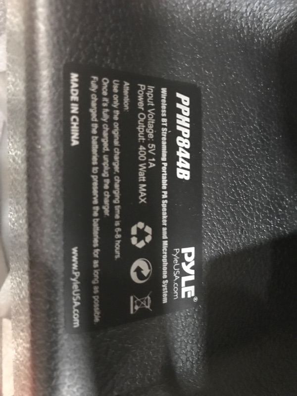 Photo 1 of Pyle 400W Portable Bluetooth PA Loudspeaker - 8” Subwoofer System, 4 Ohm/55-20kHz, USB/MP3/FM Radio/ ¼ Mic Inputs, Multi-Color LED Lights, Built-in Rechargeable Battery w/ Remote Control -PPHP844B