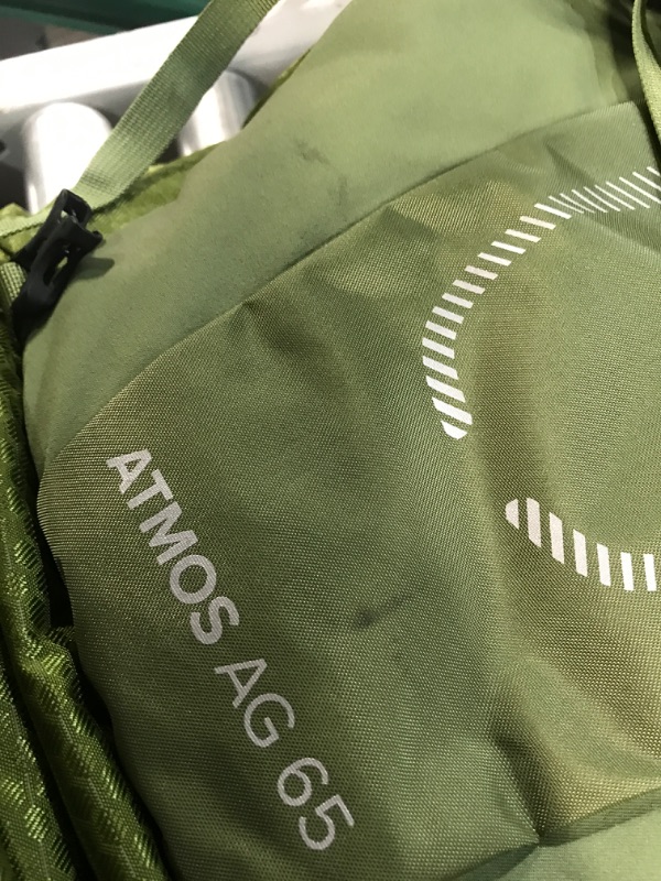 Photo 6 of **SEE NOTES** Osprey Atmos AG 65L Men's Backpacking Backpack, Mythical Green, Small/Medium Small/Medium Mythical Green Backpack