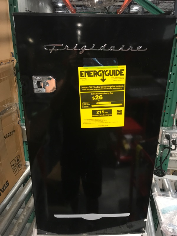 Photo 6 of **SEE NOTES** FRIGIDAIRE EFR376-BLACK 3.1 Cu Ft Black Retro Bar Fridge with Side Bottle Opener BLACK Single Door Fridge